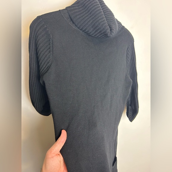 Perse Wool Turtleneck Knit Midi Dress Black Color Size M old Money Stretch - Picture 4 of 13